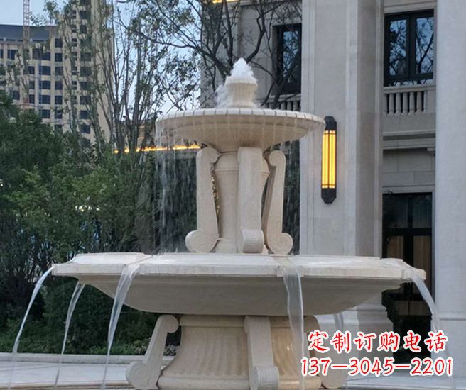 郴州别墅景观汉白玉喷泉石雕 (2)