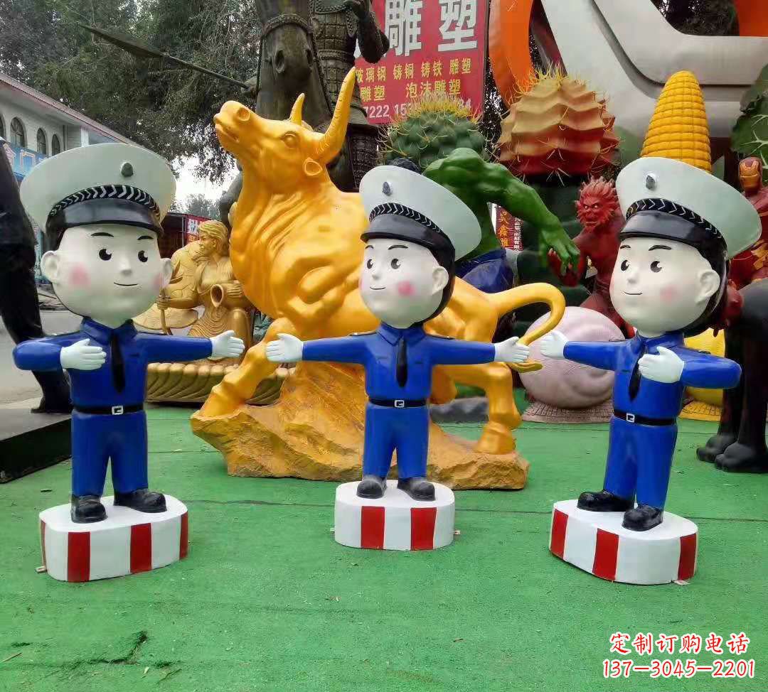 郴州玻璃钢制作的交通警察雕塑