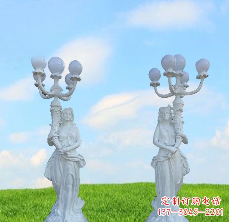 郴州美女雕塑玻璃钢西方美女路灯的艺术精髓