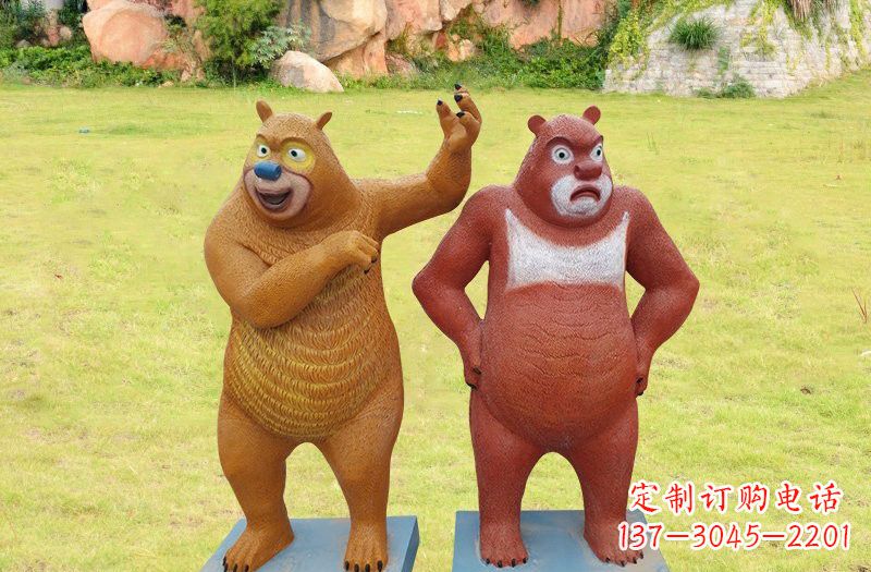 郴州玻璃钢熊大熊二雕塑浪漫的熊熊之旅