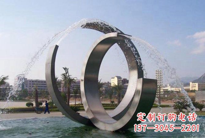 郴州不锈钢C形喷泉雕塑精美雕塑艺术