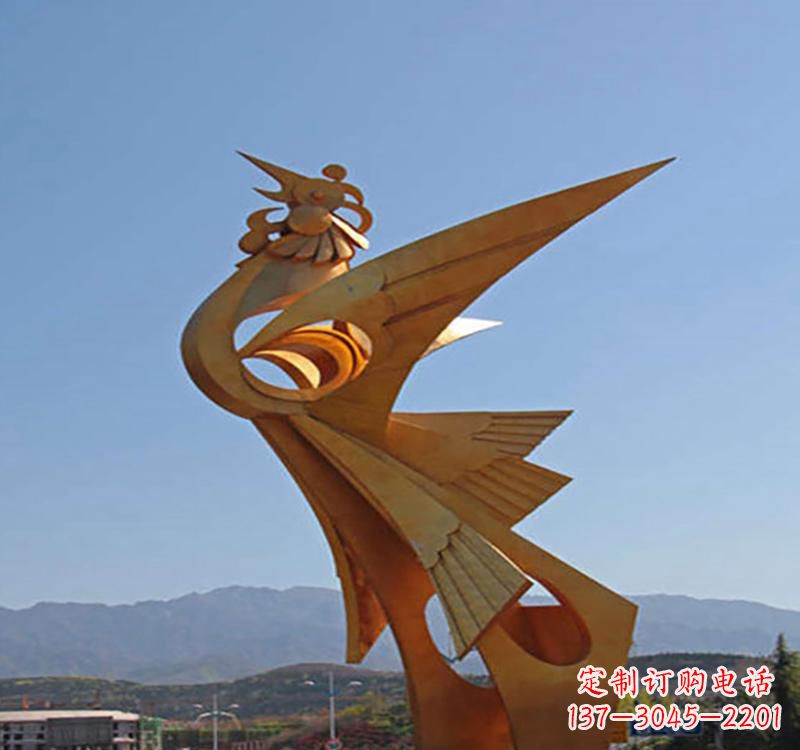 郴州不锈钢凤凰雕塑传承瑞雪兆丰年