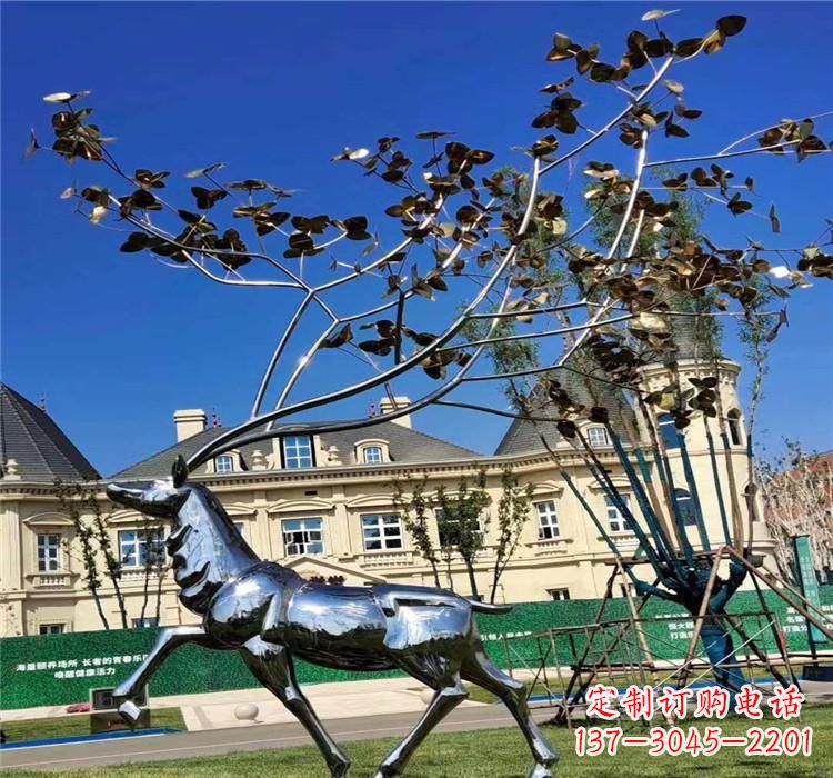 郴州不锈钢梅花鹿雕塑精美而又经久不衰