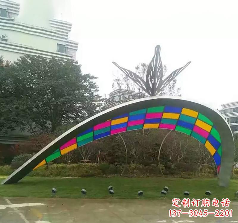 郴州不锈钢彩色拼接拱门雕塑