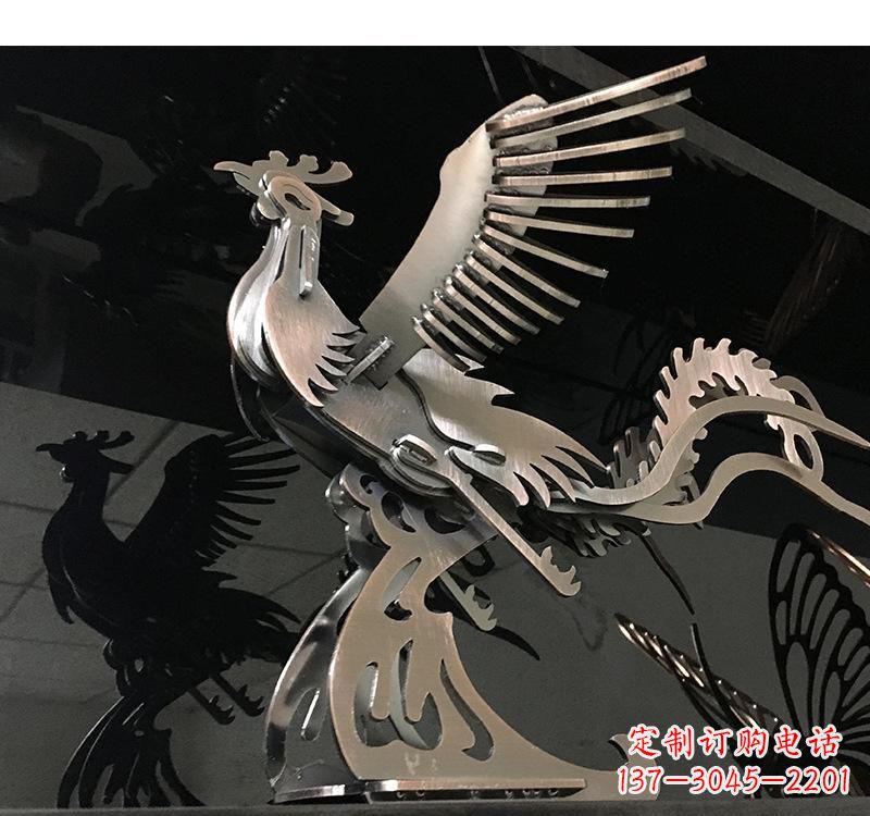 郴州不锈钢凤凰雕塑精美的艺术品