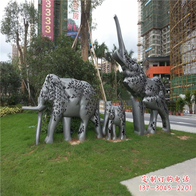 郴州不锈钢大象雕塑小区园林的精美装饰
