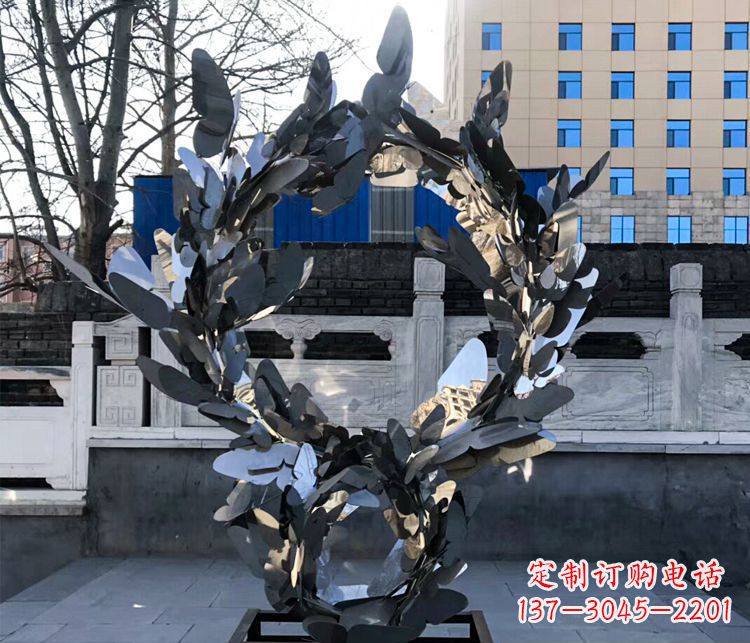 郴州不锈钢蝴蝶花环景观雕塑