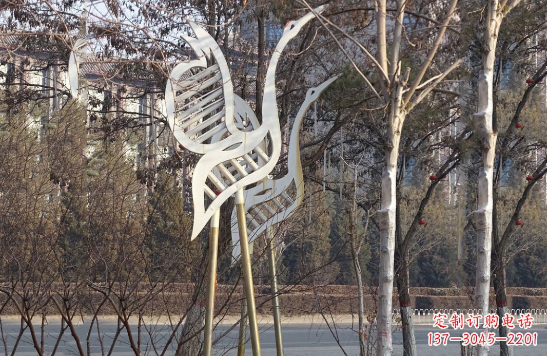 郴州不锈钢抽象仙鹤雕塑 (2)