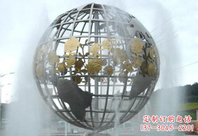 郴州不锈钢地球仪雕塑象征着地球家园