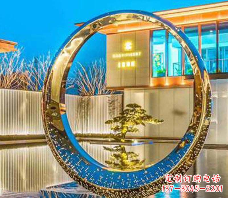 郴州精美不锈钢灯饰圆环雕塑