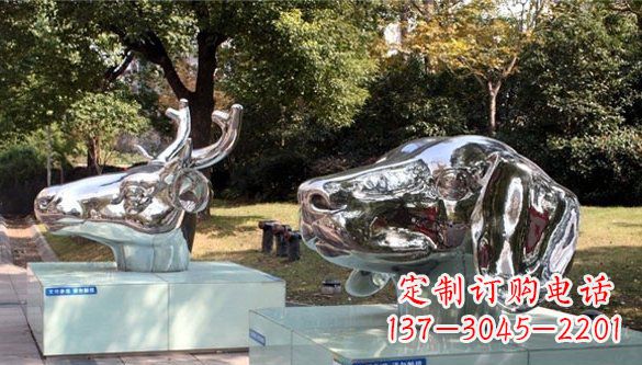郴州动物十二生肖头像不锈钢雕塑