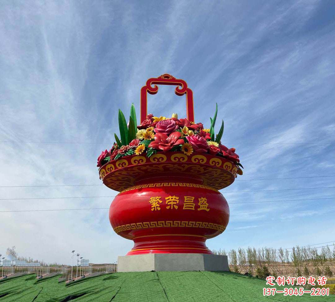 郴州不锈钢花篮雕塑象征繁荣昌盛