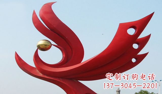 郴州不锈钢凤凰雕塑象征着美丽与智慧