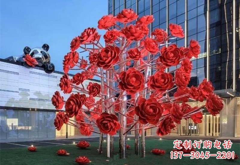 郴州不锈钢公园玫瑰花树雕塑——让玫瑰长驻公园
