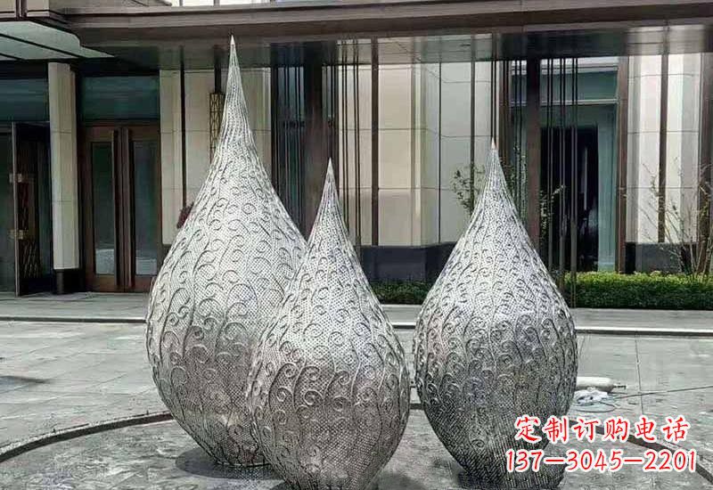 郴州不锈钢镂空水滴雕塑精致美观