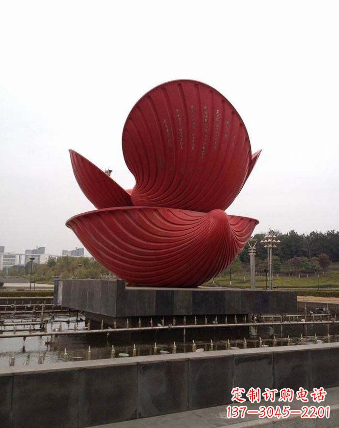 郴州不锈钢贝壳喷泉雕塑——海洋之美无限