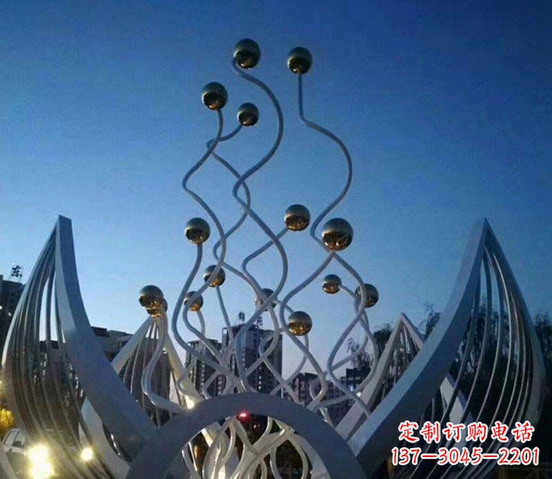 郴州不锈钢荷花雕塑美丽的象征