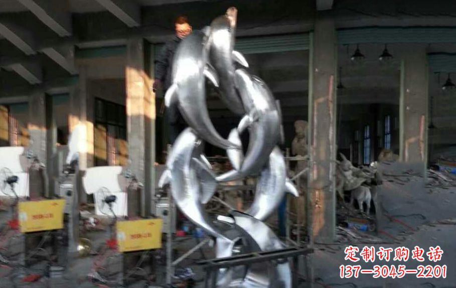 郴州不锈钢海豚雕塑漂亮的海洋艺术品