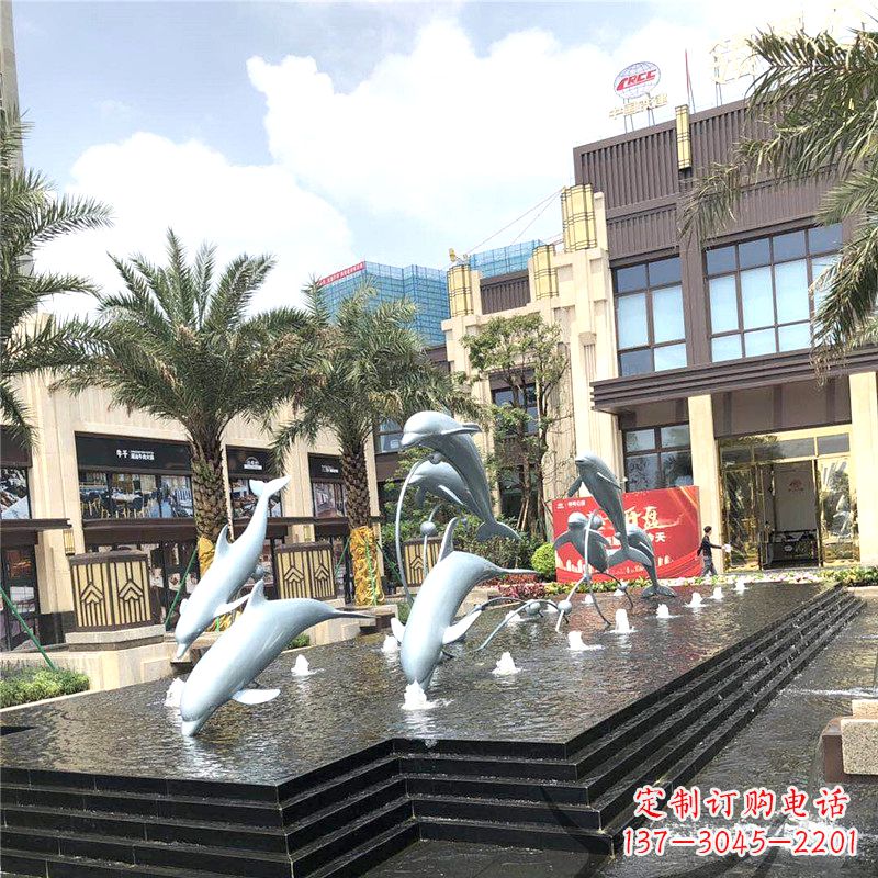 郴州精美海豚喷泉,点缀城市企业街道