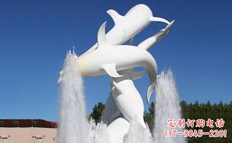 郴州不锈钢海豚喷泉雕塑传递海豚的美丽