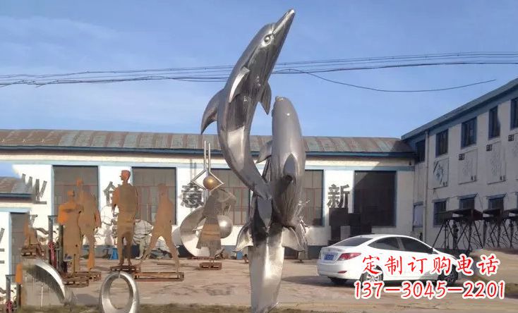 郴州不锈钢海豚嬉戏雕塑精美的艺术视觉