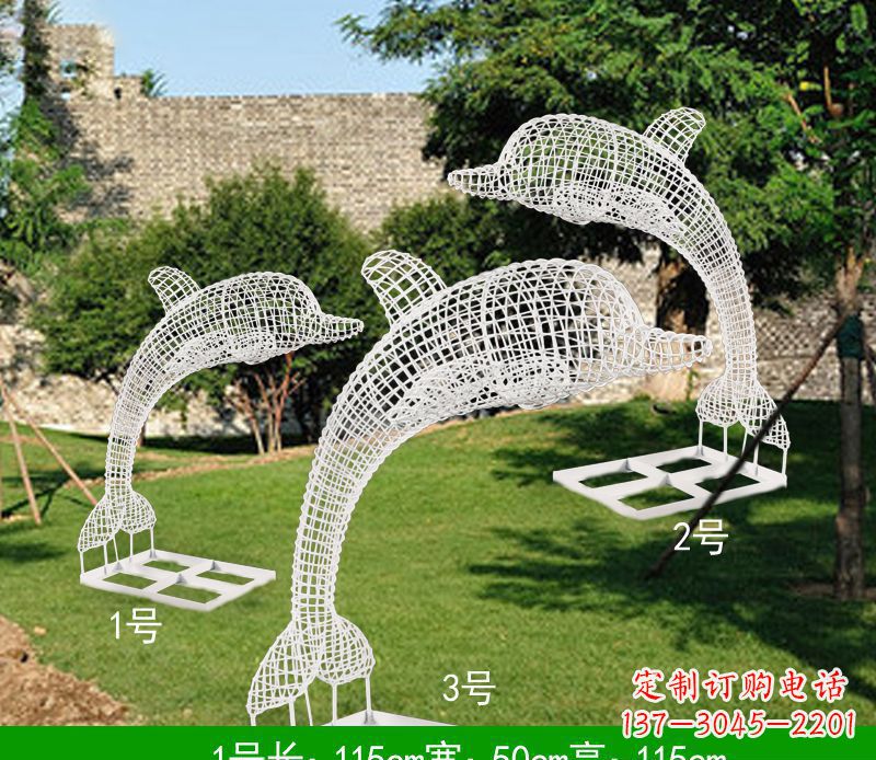 郴州不锈钢海豚组合雕塑精美的艺术品