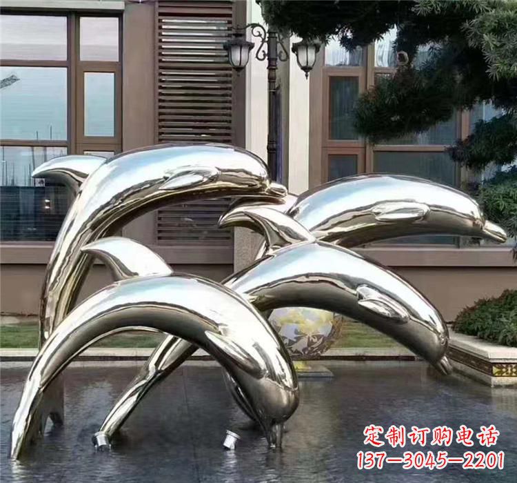 郴州不锈钢海洋动物雕塑——海豚