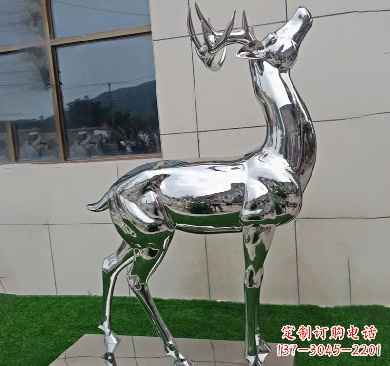 郴州不锈钢户外动物鹿雕塑精致大气的艺术品