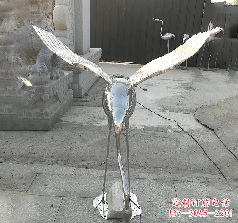郴州不锈钢户外动物仙鹤雕塑
