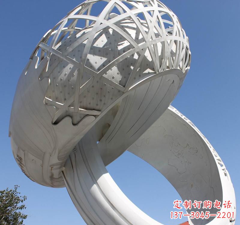 郴州不锈钢户外婚庆戒指雕塑婚礼永恒的记忆