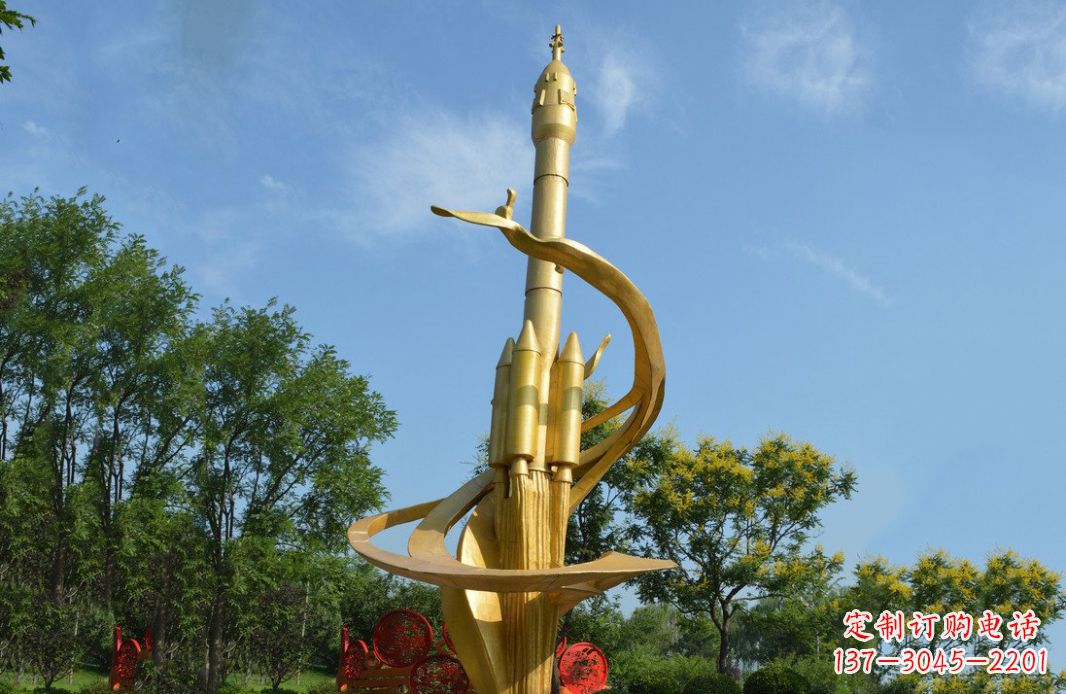 郴州火箭飞向蓝天不锈钢火箭广场景观雕塑