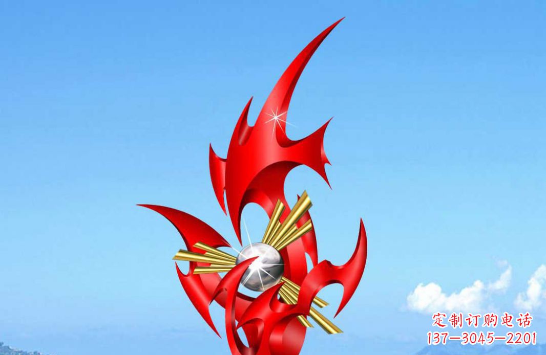 郴州不锈钢火苗抽象景观雕塑给城市添彩