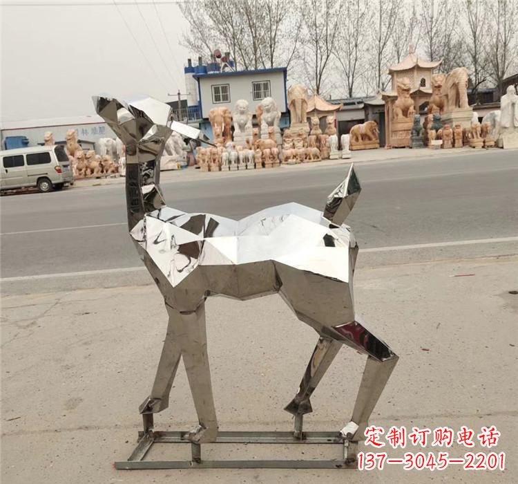 郴州不锈钢几何小鹿雕塑精美艺术品