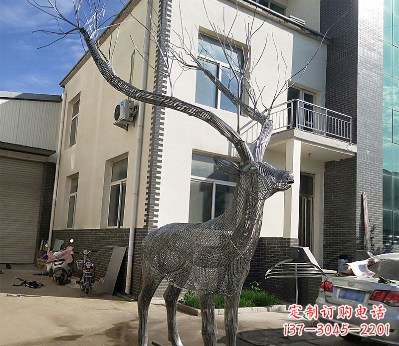 郴州不锈钢景观梅花鹿雕塑美丽的艺术精品