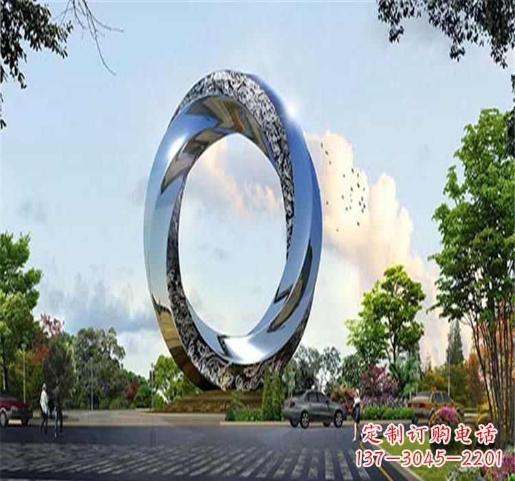郴州不锈钢圆环雕塑美丽的空间装饰