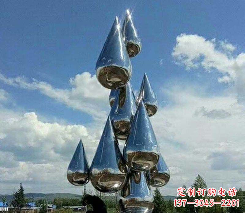 郴州不锈钢镜面大型水滴雕塑——艺术精美、精致优雅