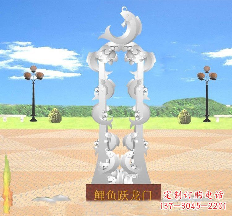 郴州不锈钢鲤鱼跃龙门雕塑——传承传统文化的艺术瑰宝
