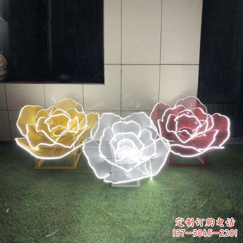 郴州精美不锈钢玫瑰花灯光雕塑
