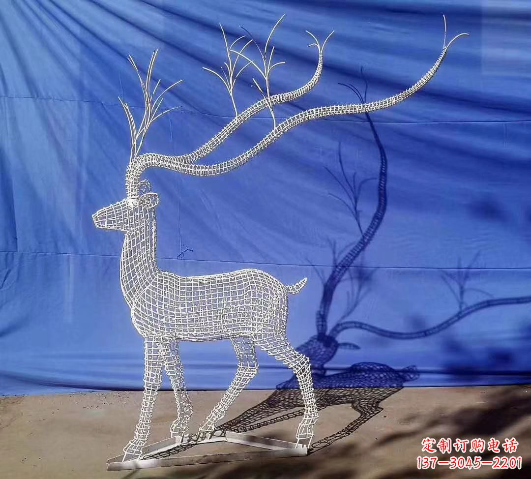 郴州不锈钢麋鹿雕塑精美的景观装饰品