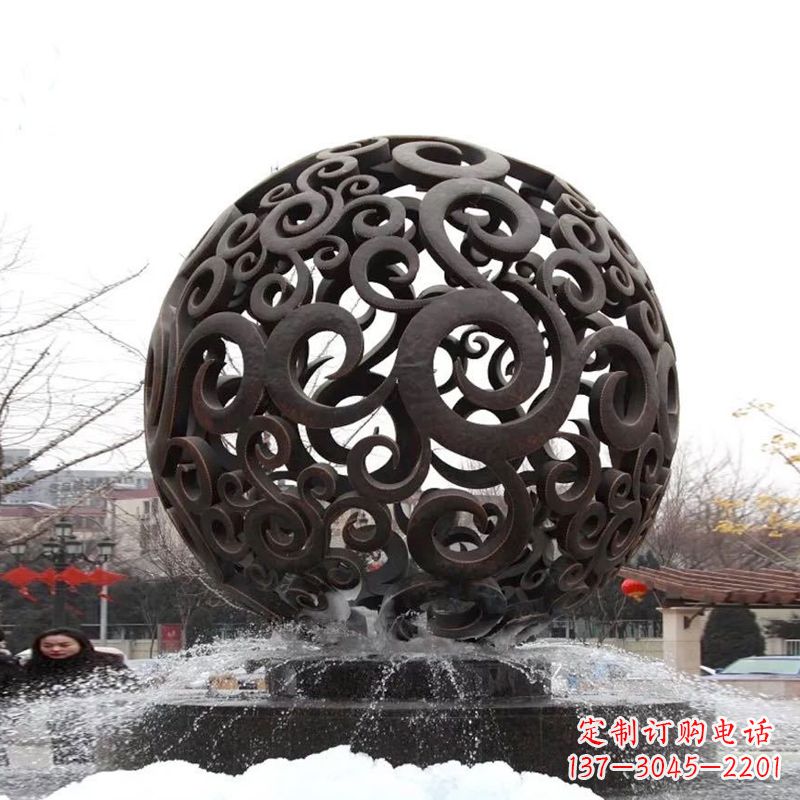 郴州不锈钢镂空球水景喷泉雕塑