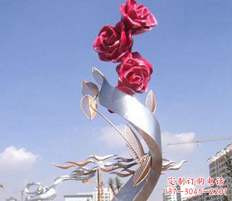 郴州不锈钢玫瑰雕塑精美的艺术品