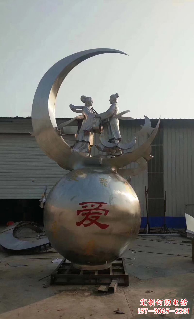郴州不锈钢牛郎织女雕塑传承爱情的象征