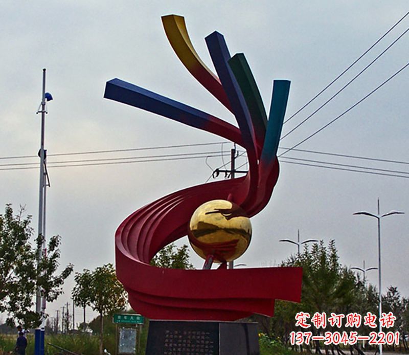 郴州不锈钢飘带雕塑艺术与自然的完美结合