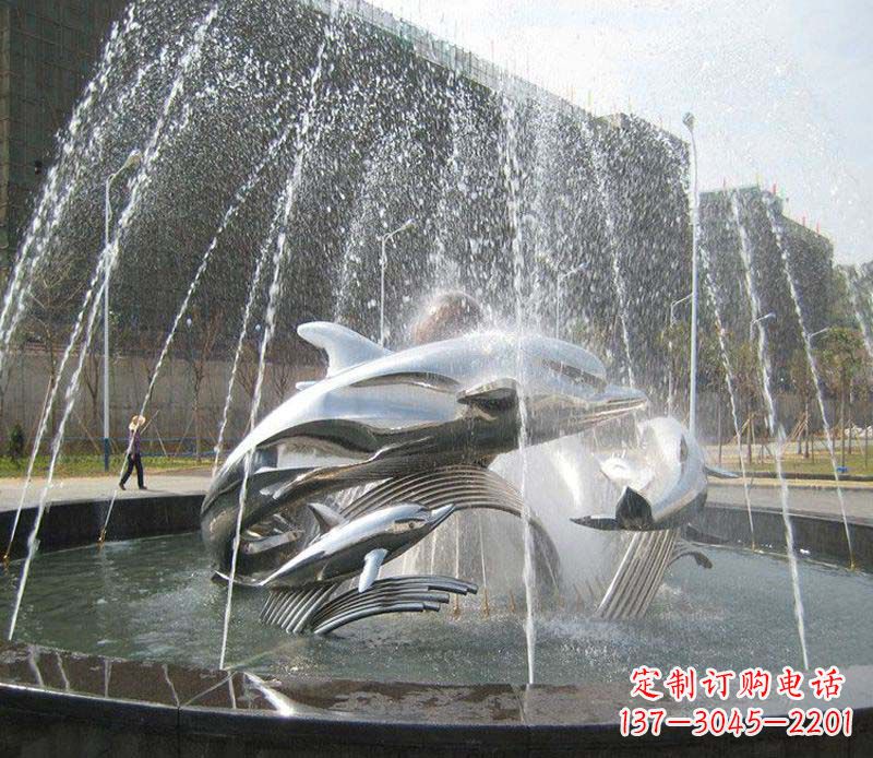 郴州不锈钢商场大型景观鱼喷泉展现雕塑之美
