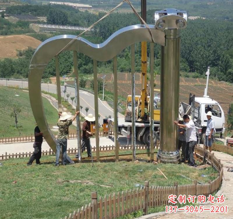 郴州音乐美学不锈钢竖琴雕塑