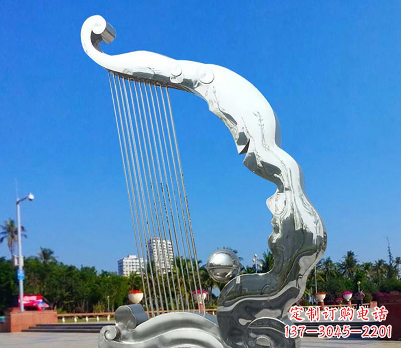 郴州不锈钢竖琴雕塑——传承古典音乐之美