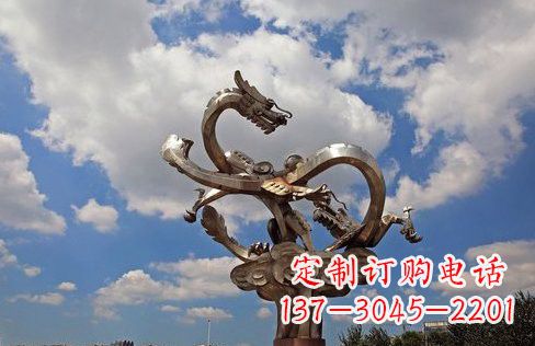 郴州不锈钢双龙戏珠雕塑——千古传说的艺术瑰宝