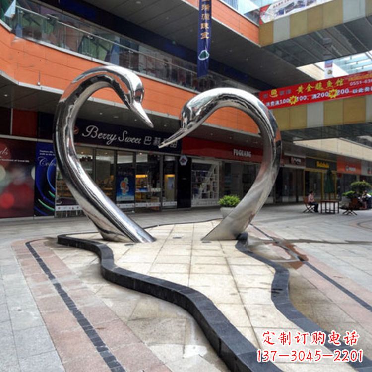 郴州不锈钢天鹅爱情雕塑把浪漫永恒的爱情永久凝固