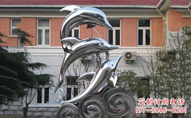 郴州不锈钢跳跃海豚雕塑