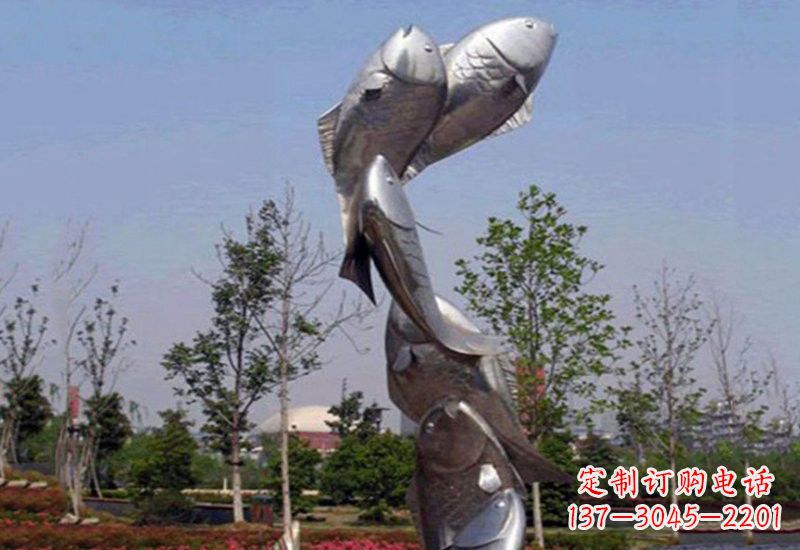 郴州不锈钢跳跃的鲤鱼雕塑